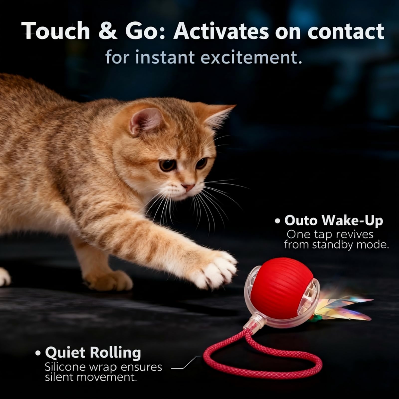 Bola para gatos JBD con movimiento 360 que despierta la caza y la actividad.