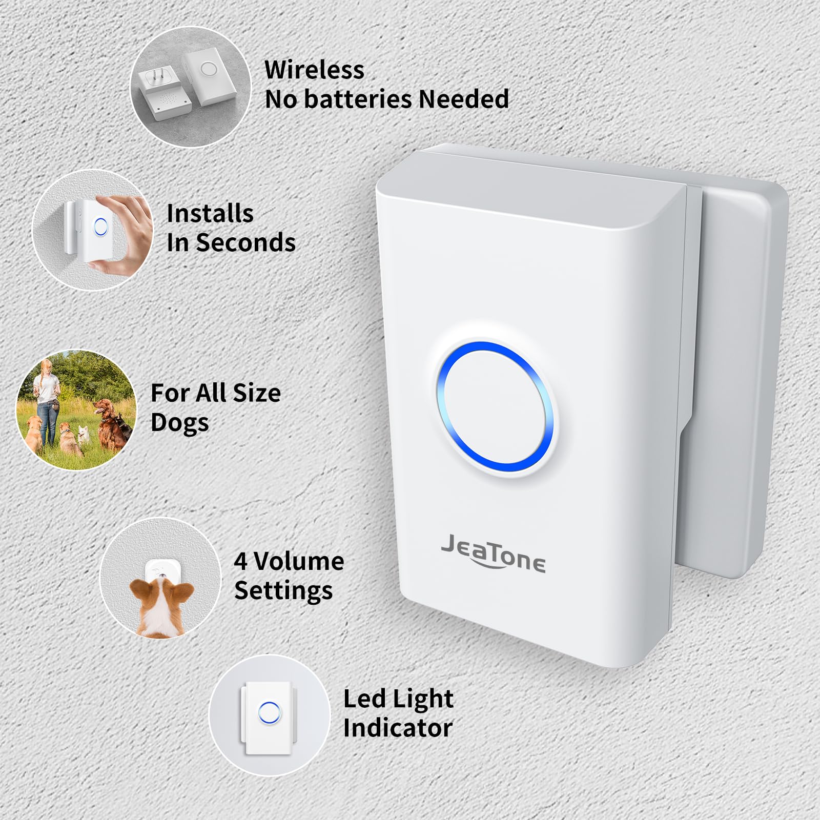 Alcance inalámbrico JeaTone de 500 pies para casas grandes y patios.