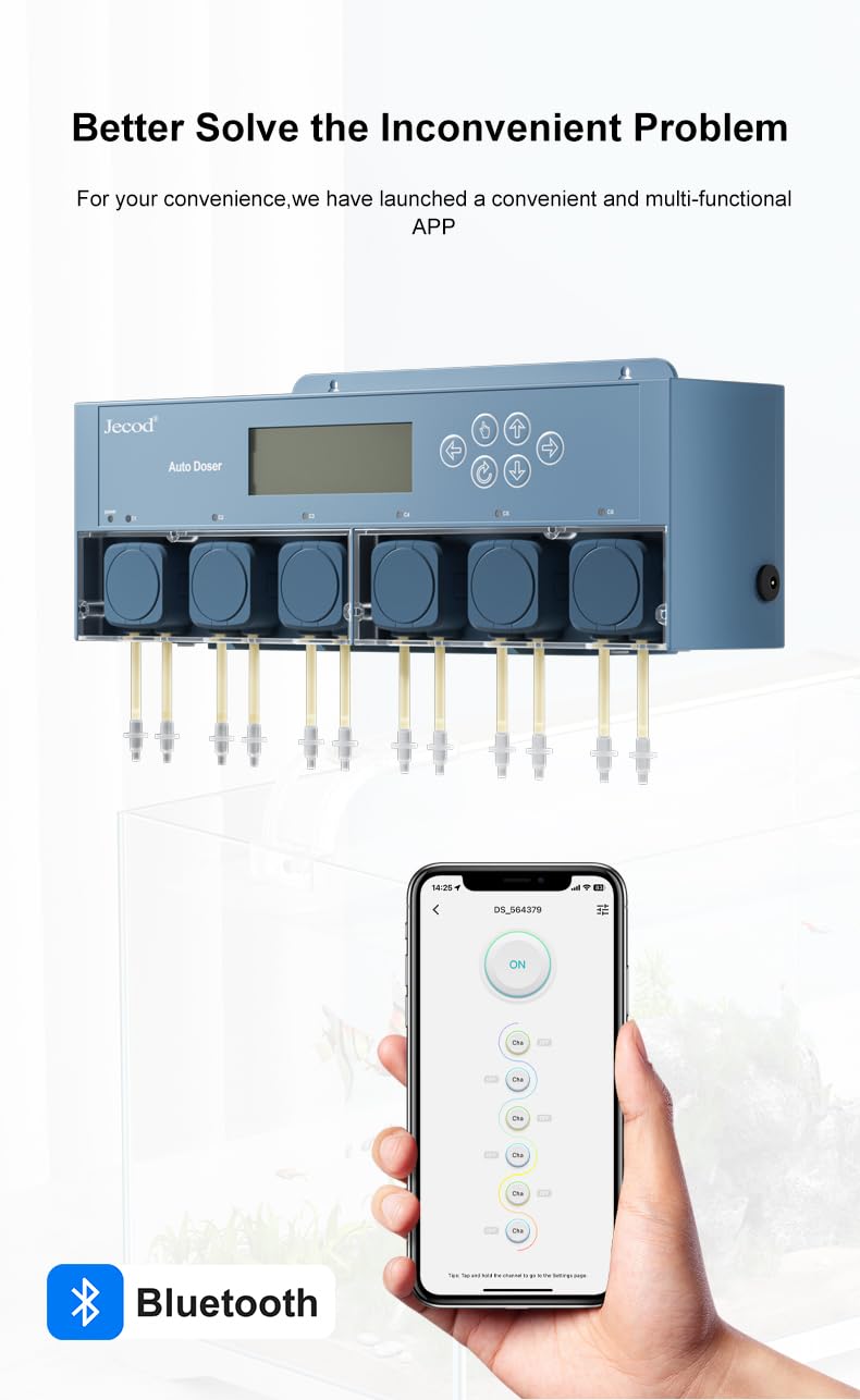 Paquete incluido del Doser Jebao: dosificador y adaptador de corriente.