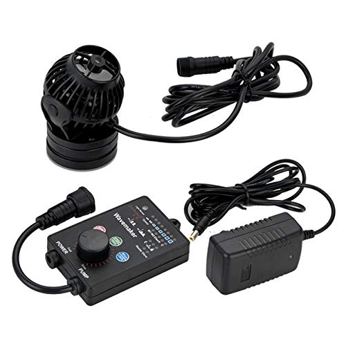 Jebao SOW-15 con controlador cableado para ajuste de caudal preciso.