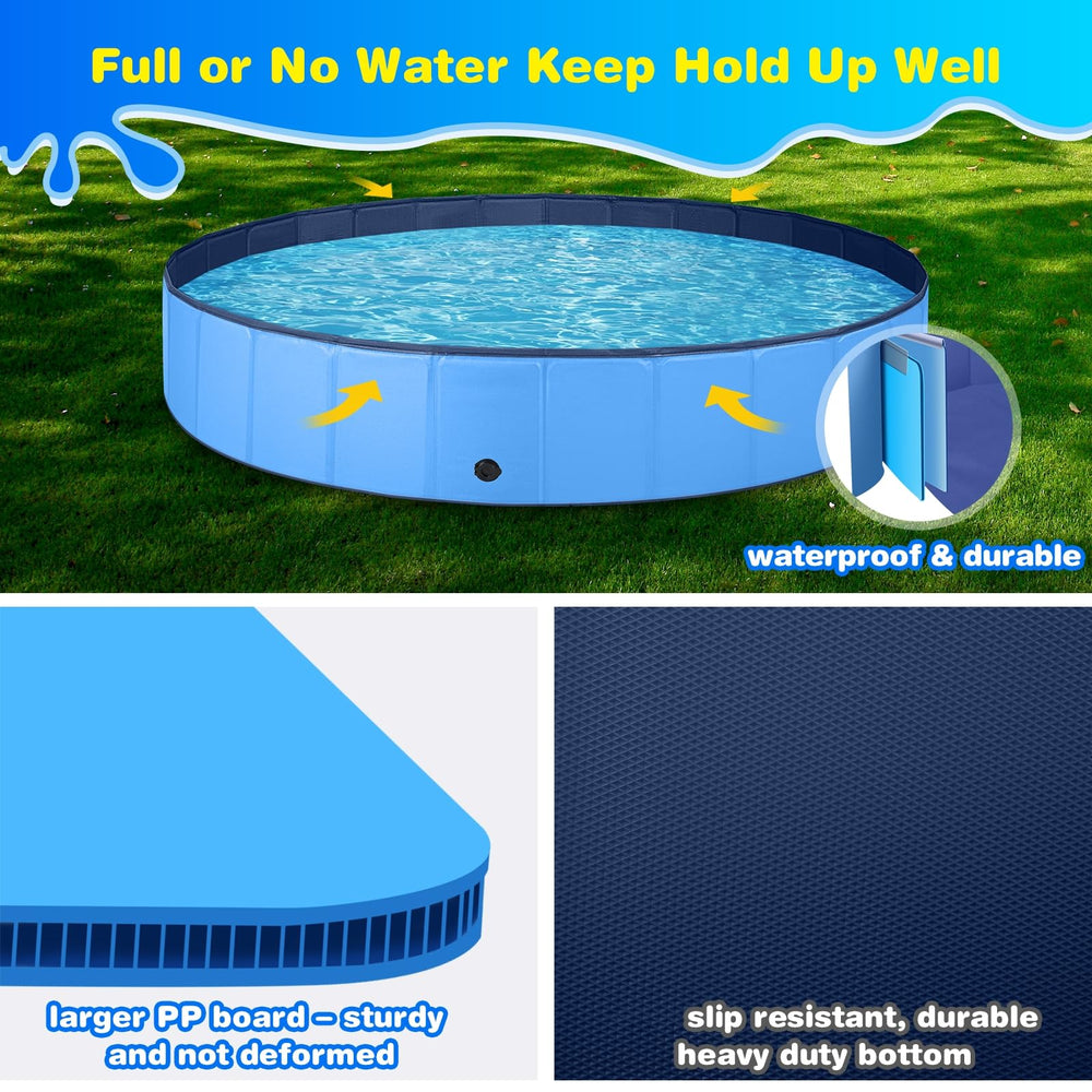 Piscina Jecoo para perros grandes, plegable y sin inflado, fácil de guardar.