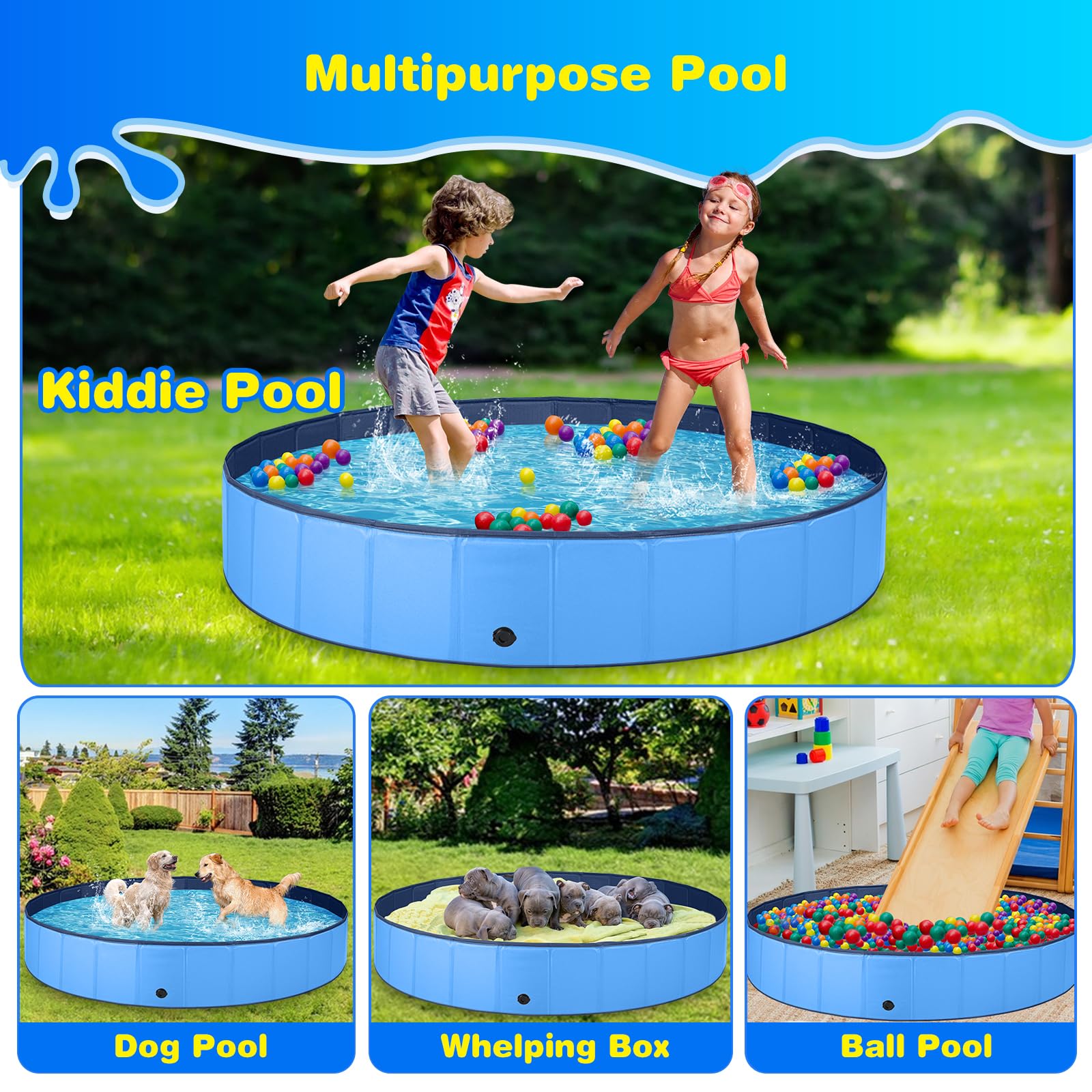 La piscina Jecoo admite usos múltiples, desde baño de mascotas hasta área de juego.