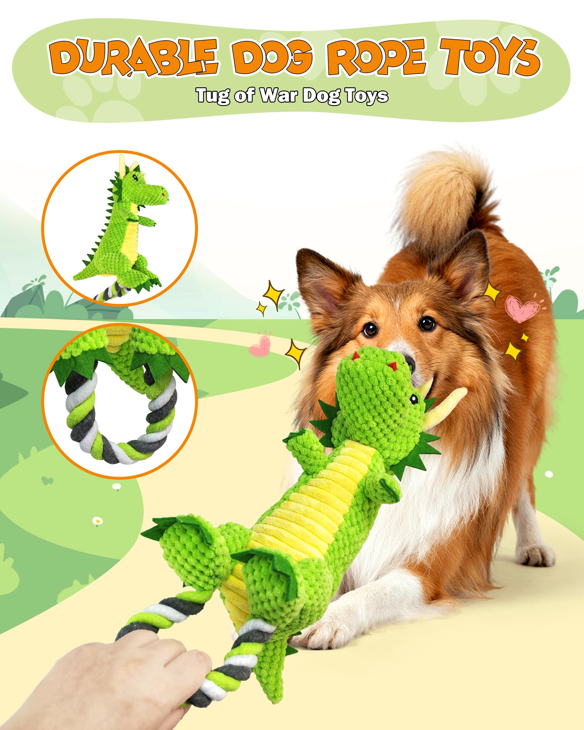 Jeefome juguete para perros con cuerda, reforzado y verde, ideal para juegos de tirar.