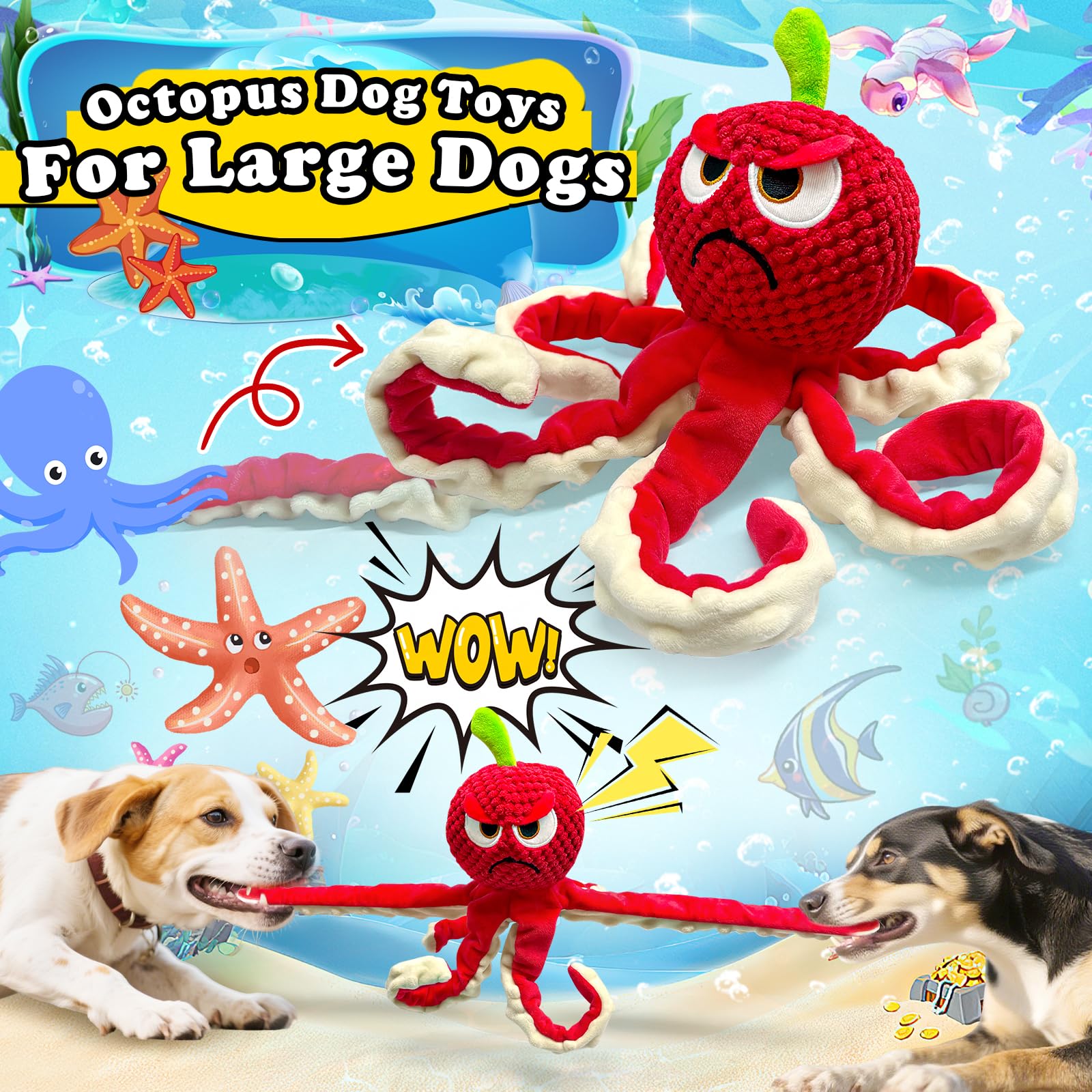 Jeefome Pulpo: juguete para perro con sonido para mantenerlo entretenido.