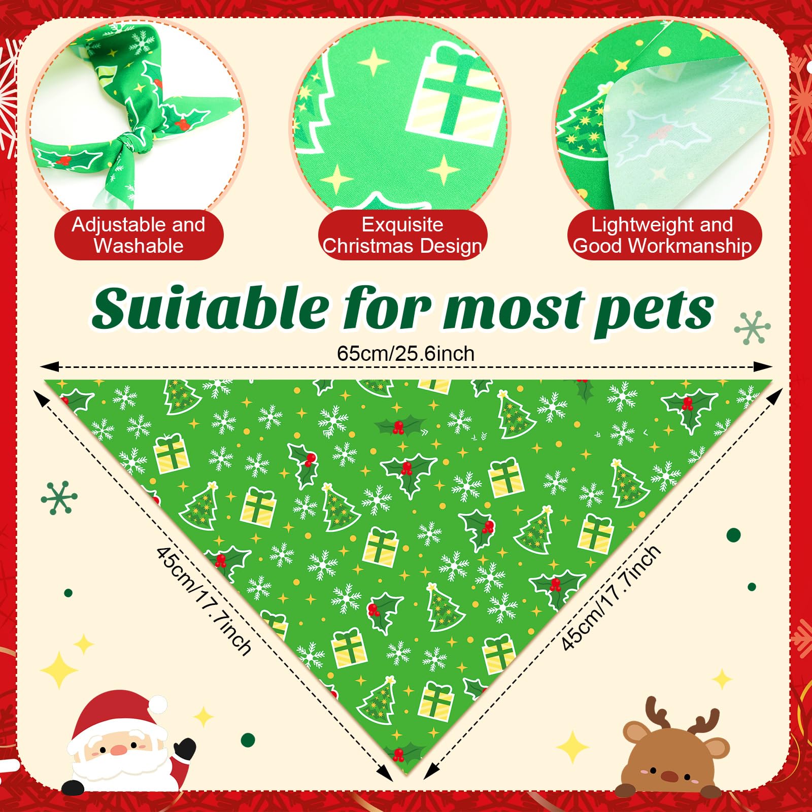 Bandanas Jeere para perro con copos de nieve, toque navideño.
