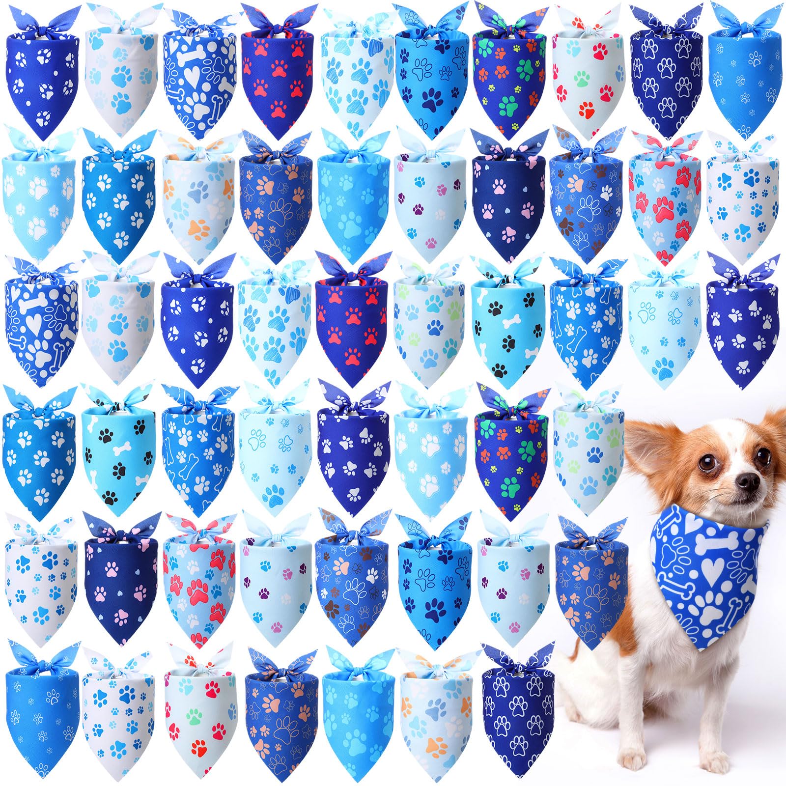 Jeere bandana para perros con huellas azules, ideal para paseos.