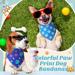 Jeere bandana azul con huellas para perros, suave y lavable.