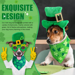 Jeere bandanas trebol verde para mascotas, ideal para fiestas y fotos.