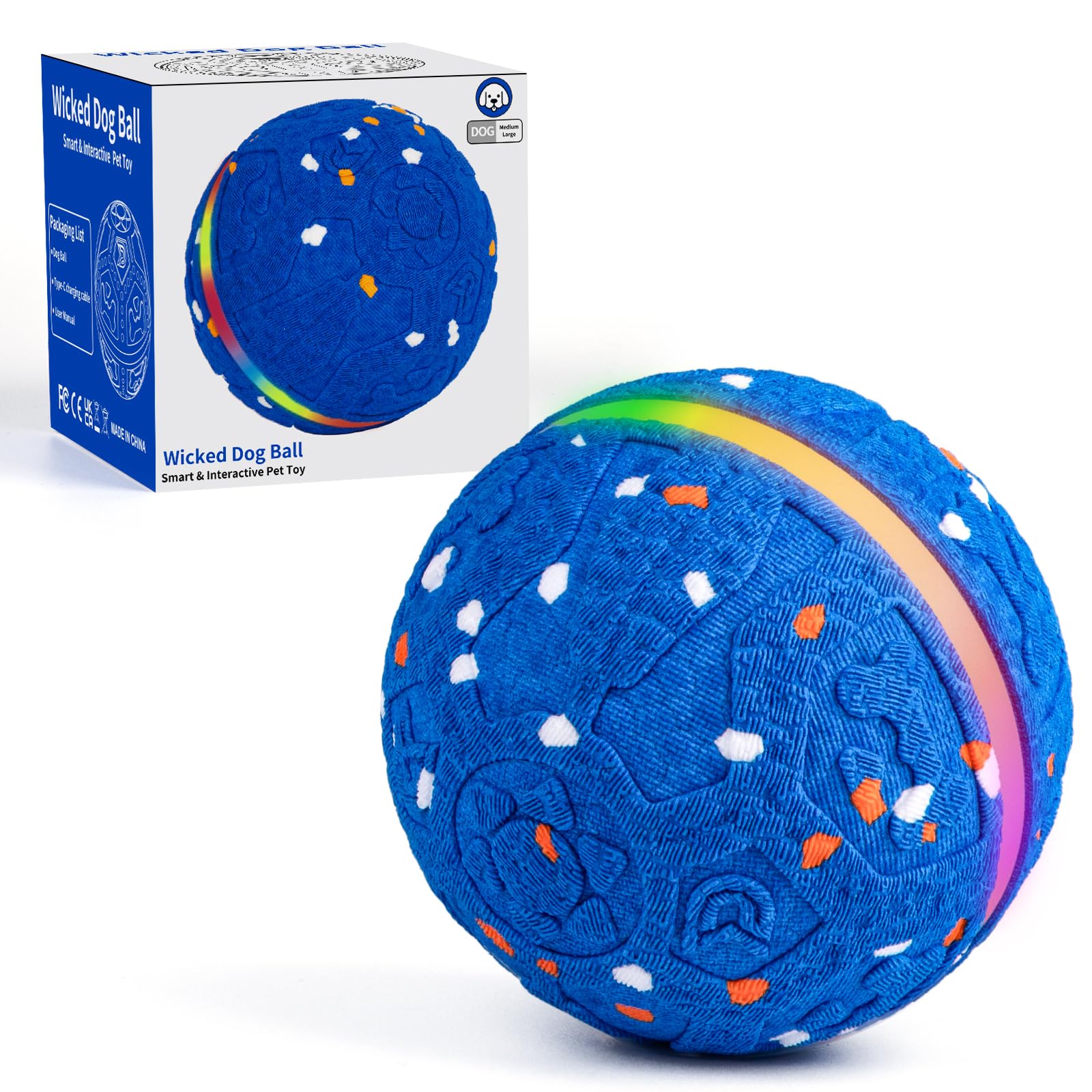 JEISOTHB Pelota interactiva para perros con luces y movimiento para entretenimiento