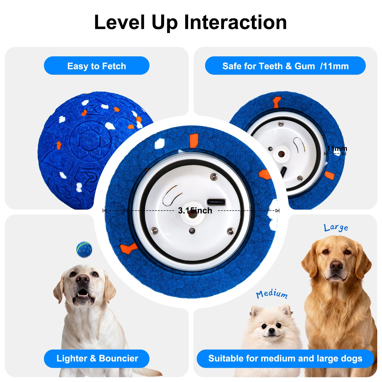 JEISOTHB Pelota recargable por USB-C para sesiones de juego