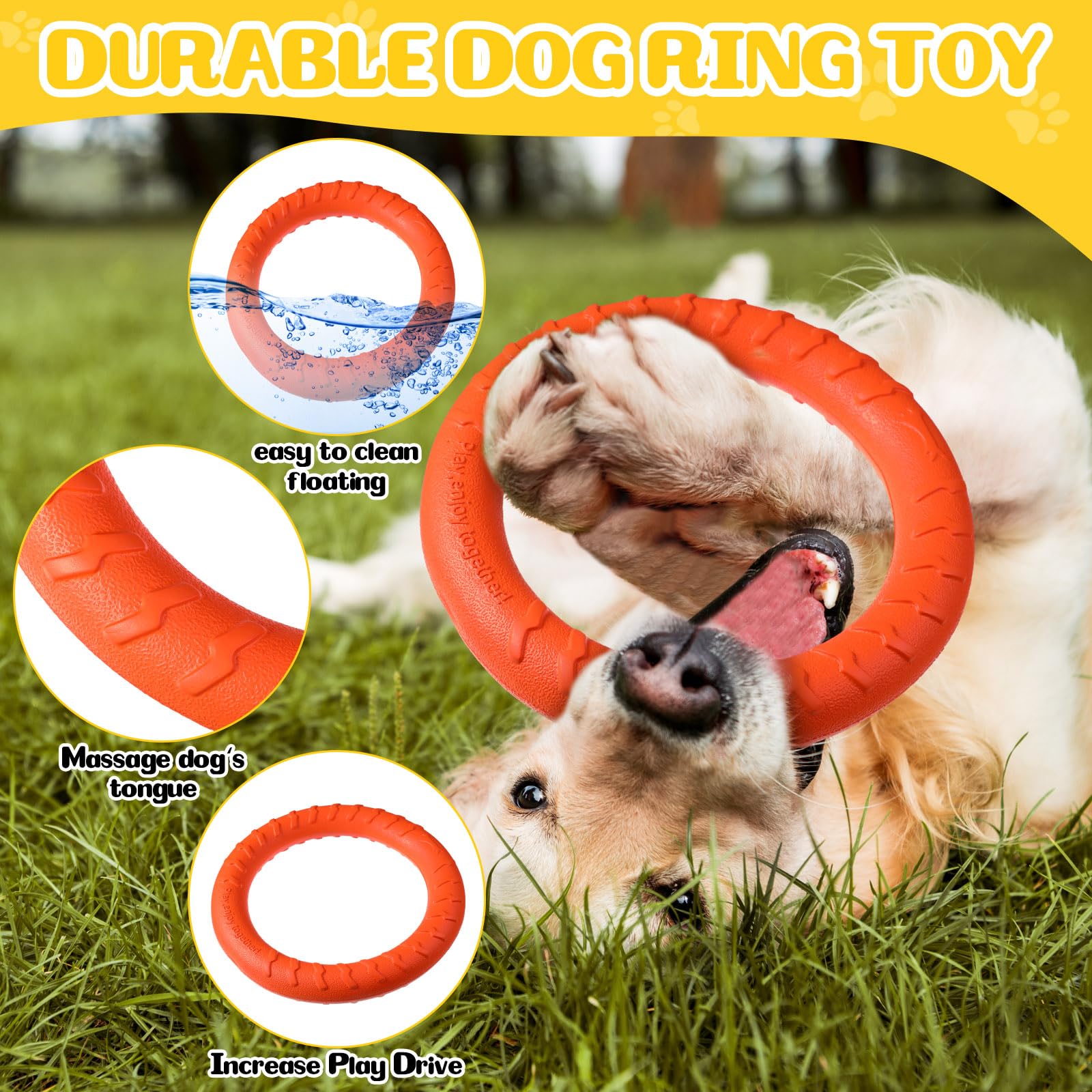 Jenaai anillo flotante amarillo, diseño brillante para atraer a tu mascota.