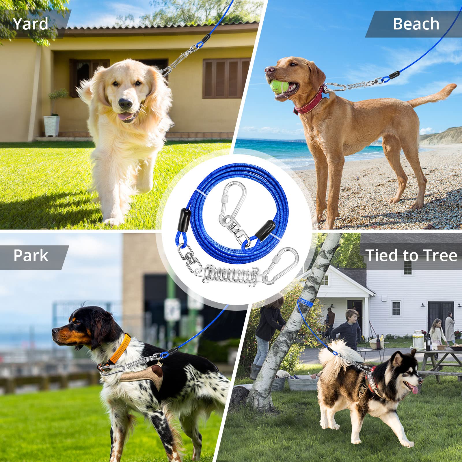 Jenico cable correa para perros 150 pies libertad controlada al aire libre
