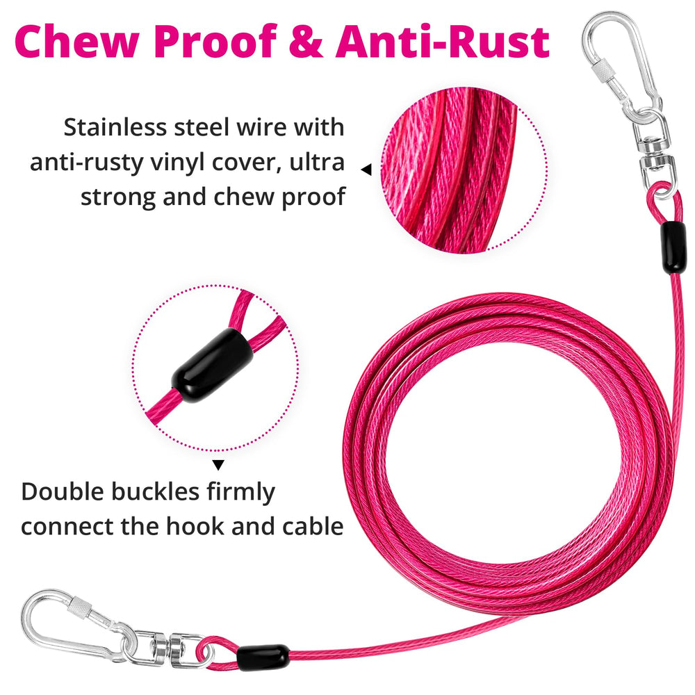 Jenico cable-de-acero-inoxidable-para-perro ofrece durabilidad exterior.