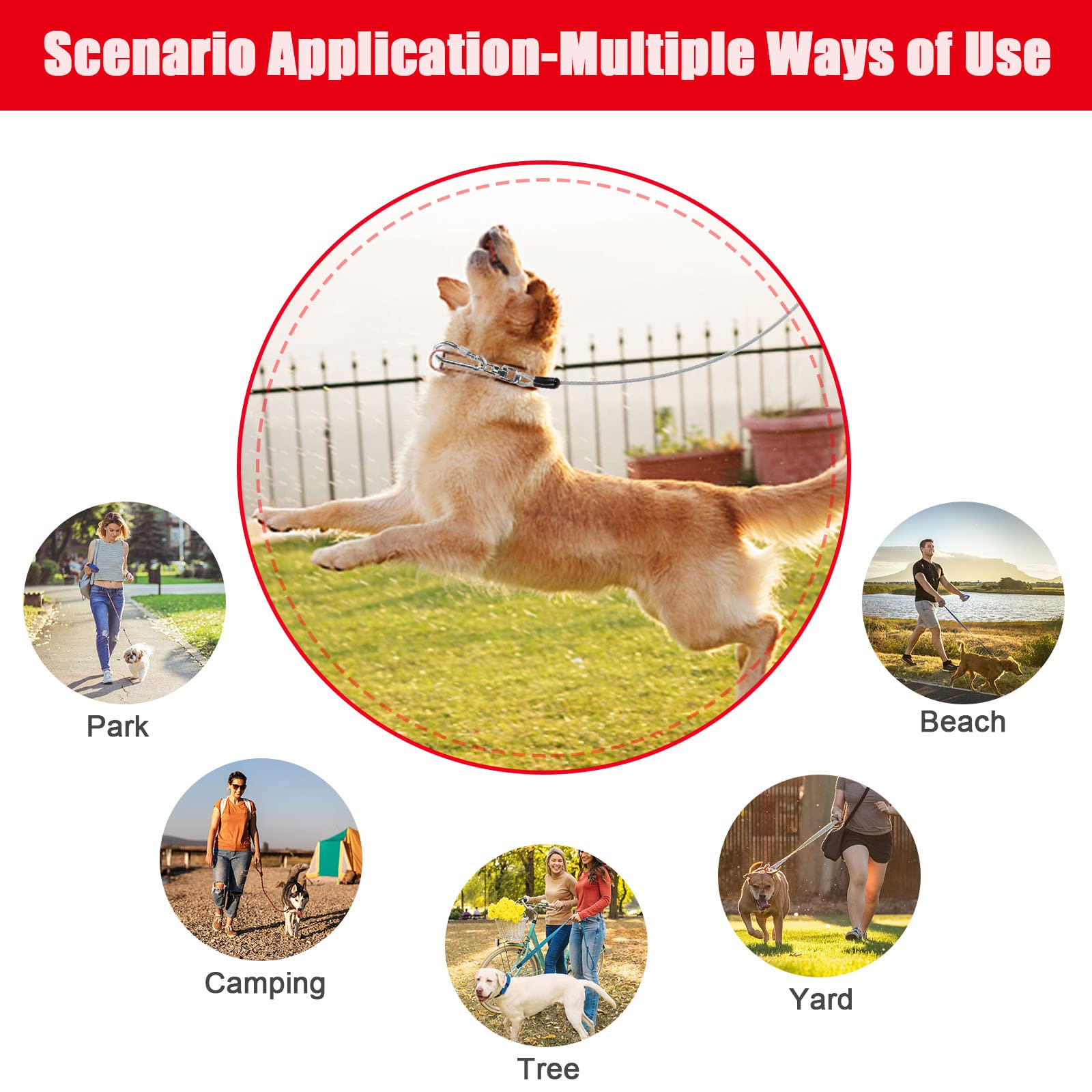 Jenico cable para exterior, ideal para actividades al aire libre con mascotas de tamaño medio