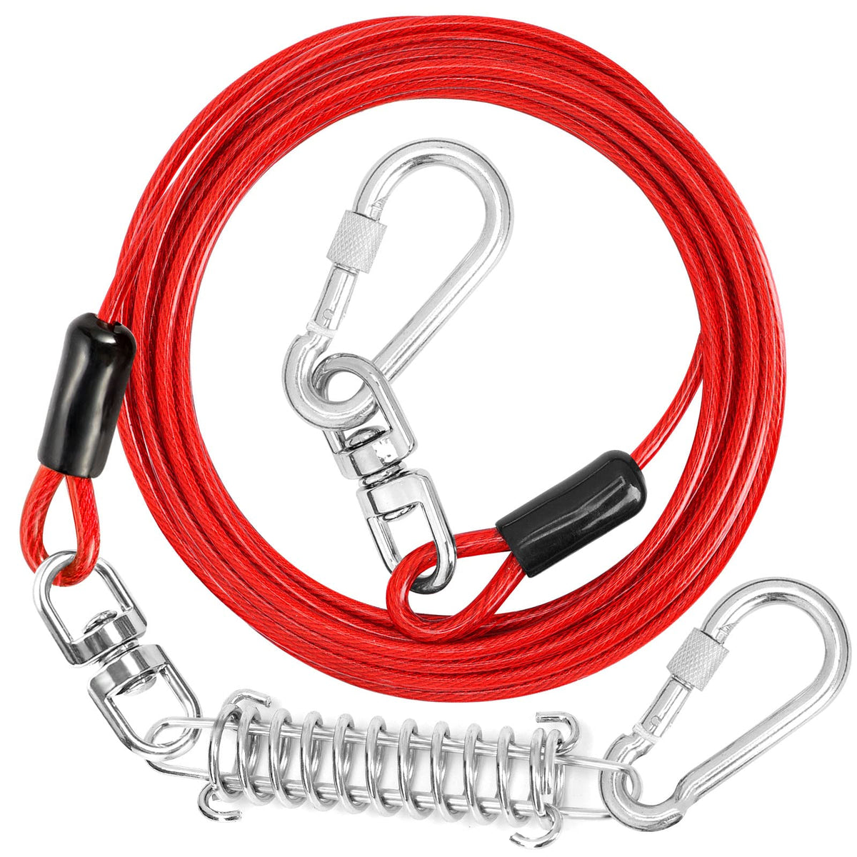 Jenico cable para perros 25 pies con mosquetón de seguridad para uso al aire libre.