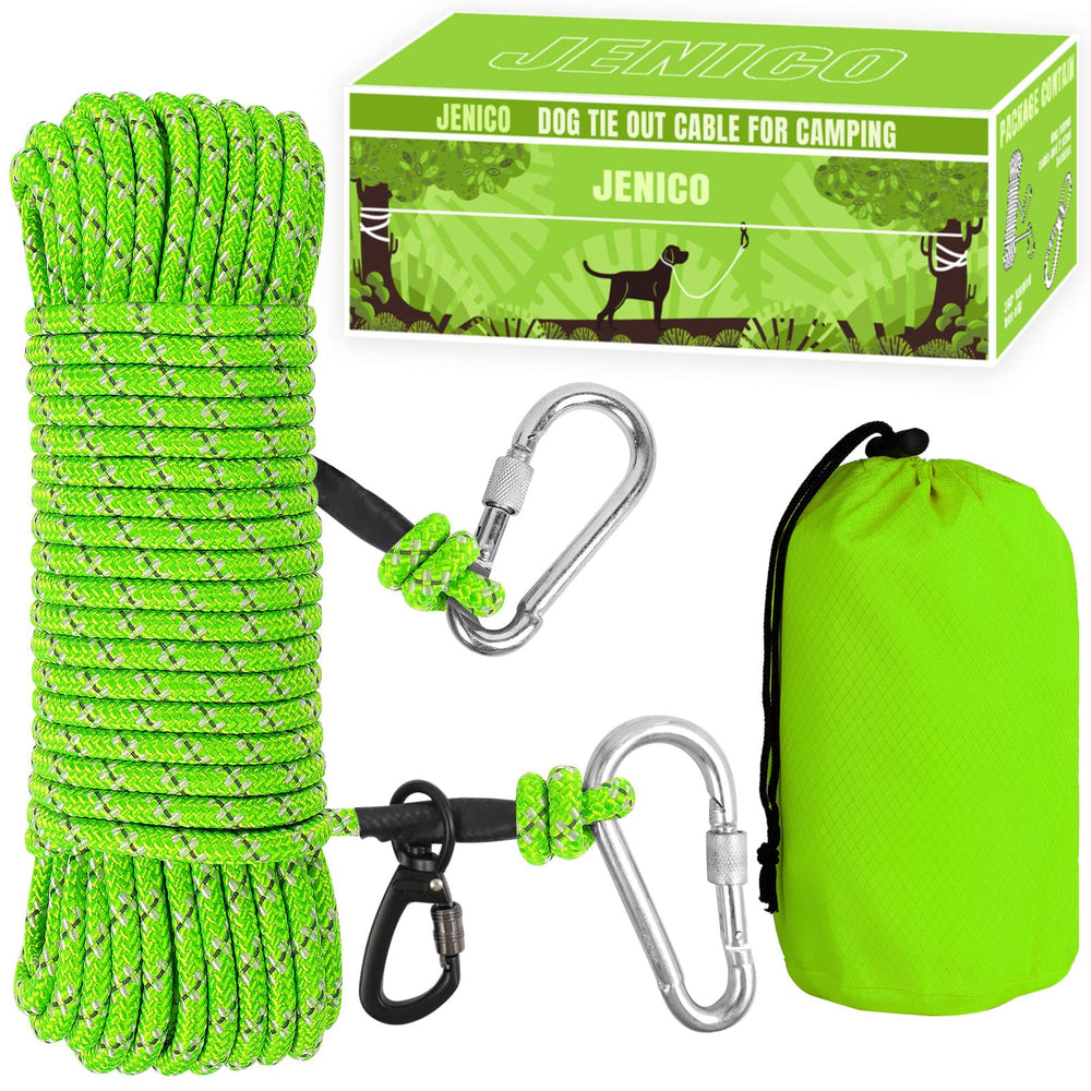 Jenico cable tiro perro 50ft reflejante, mejora visibilidad nocturna para paseos