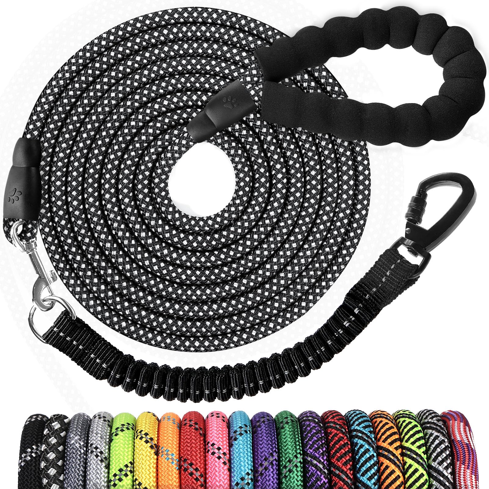 Correa Jenico para perros 15 pies con bungee reflectivo para control suave.