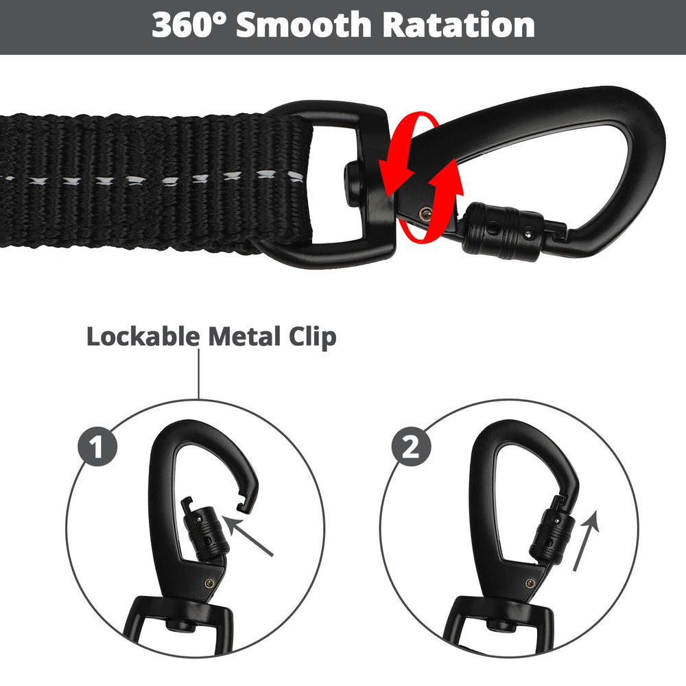 Correa jenico con bungee absorbente para paseos más cómodos y controlados.
