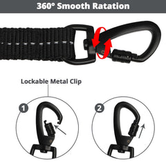 Correa jenico con bungee absorbente para paseos más cómodos y controlados.
