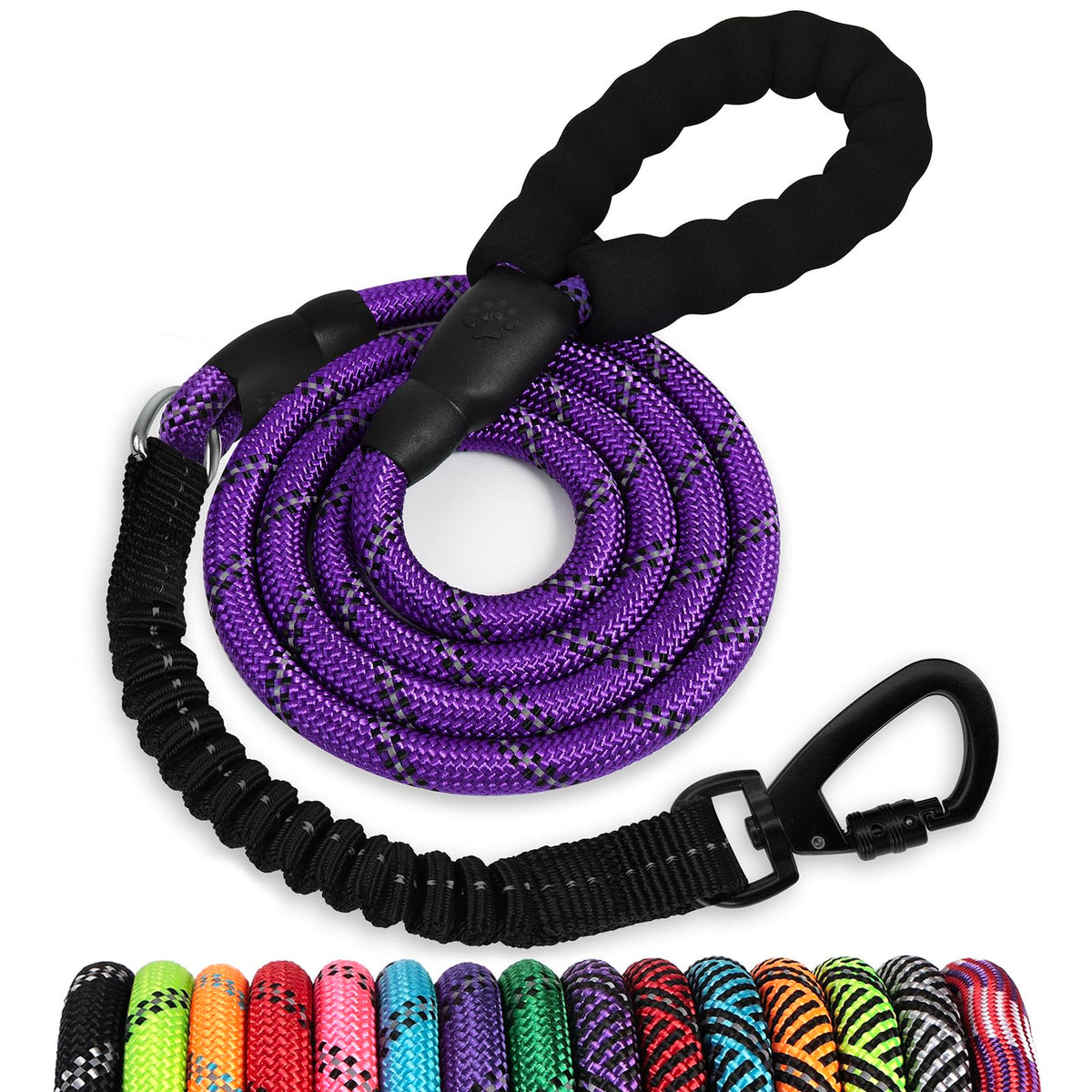 Jenico cuerda para perros 6 pies con bungee reflectante, controla tirones con comodidad