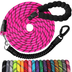 Jenico correa para perros 50 ft con amortiguación bungee para paseos controlados.