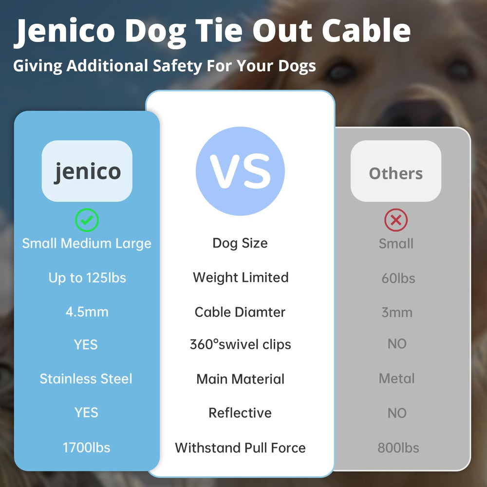 Jenico cuerda ligera para perros, fácil de llevar en viajes.