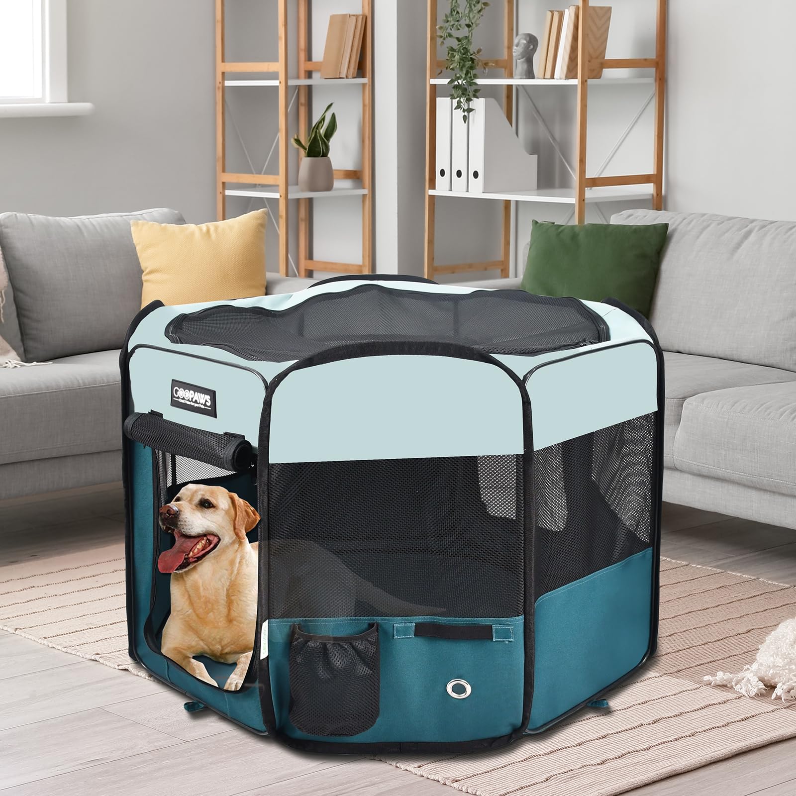 JesPET Playpen portátil con bolsa de transporte para uso en casa o al aire libre.