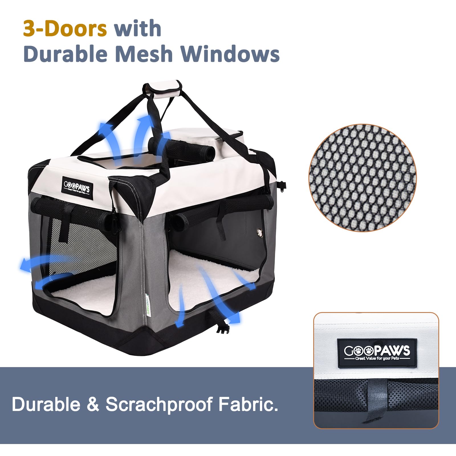 Jespet jaula perro tres puertas malla: ventilación óptima para todas las estaciones