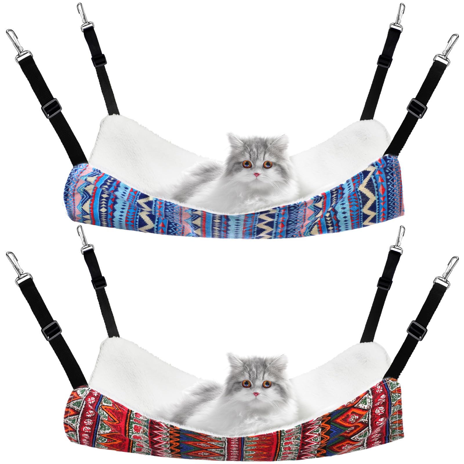 Jetec hamaca para gatos, diseño doble cara, patrón étnico, descanso cómodo.