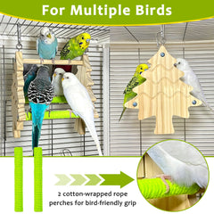 Columpio Jevnd para aves de madera permite balanceo suave y ejercicio.