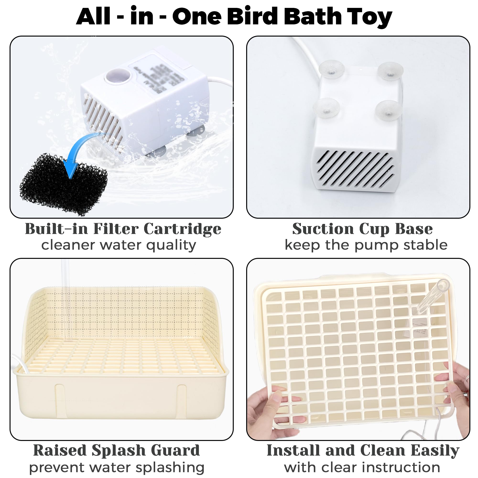 Jevnd dispensador de comida para aves, función dual además de baño.