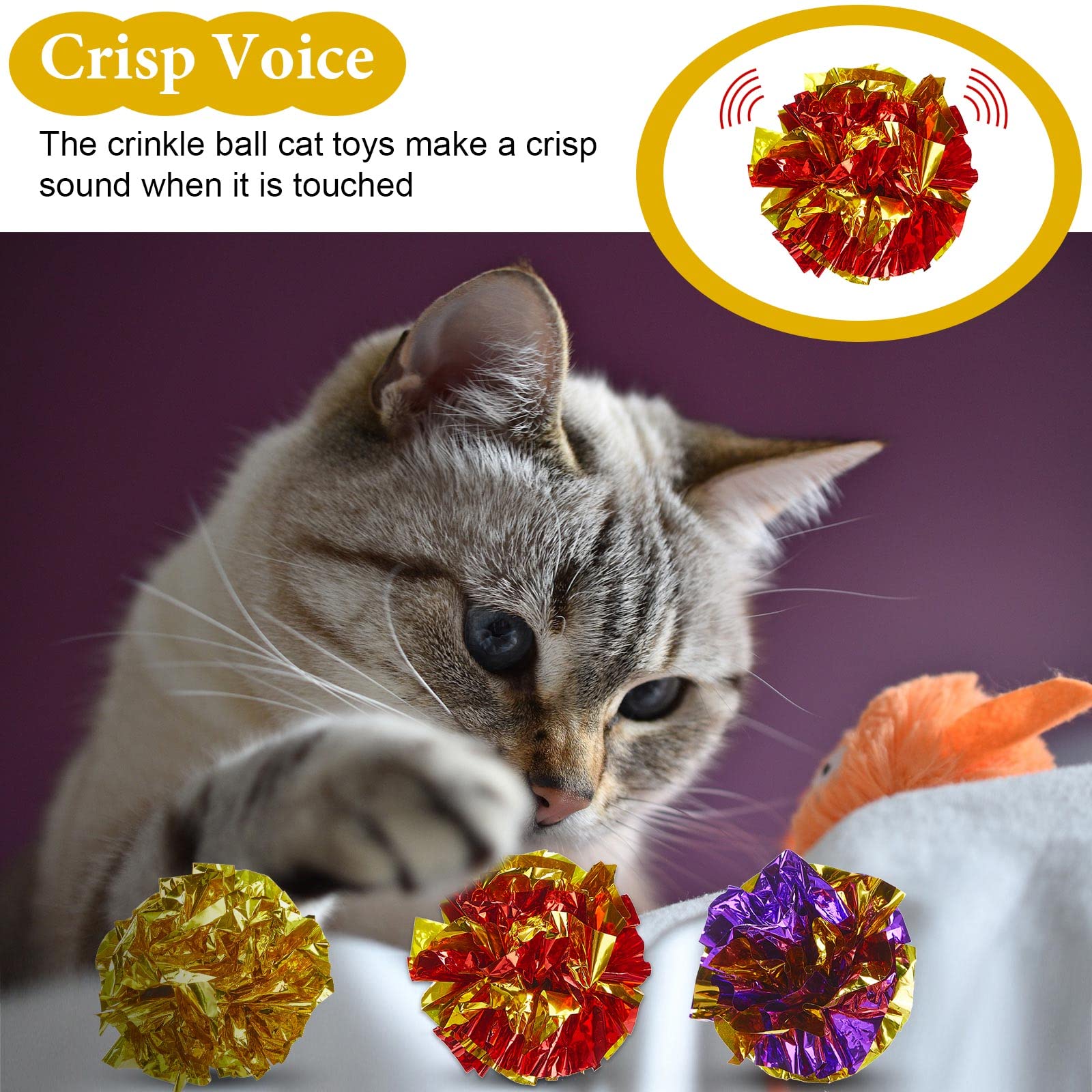 Bolas crinkle Jexine con sonido crujiente que atrae felinos