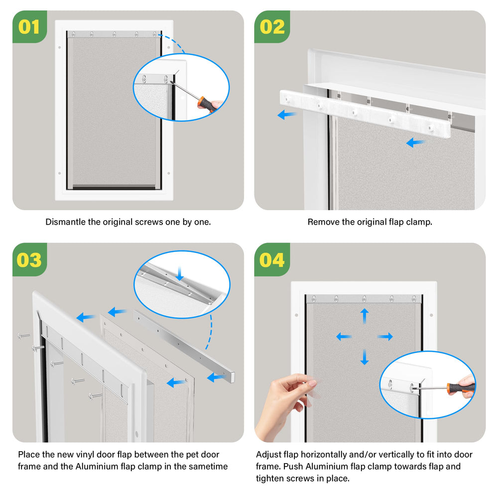 JeyPawv tapa compatible con puertas Petsafe, facilita control diario de mascotas.