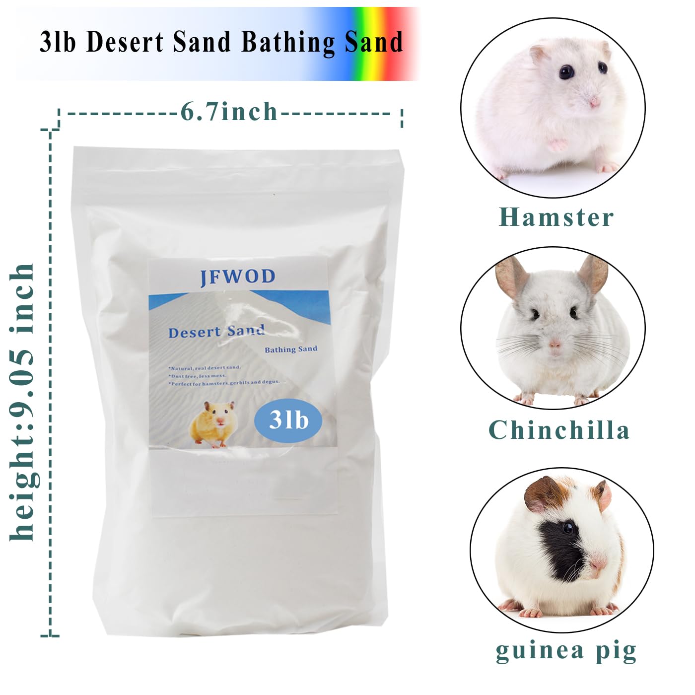 JFWOD arena desierto hamster sin polvo, reduce la dispersión durante el baño.