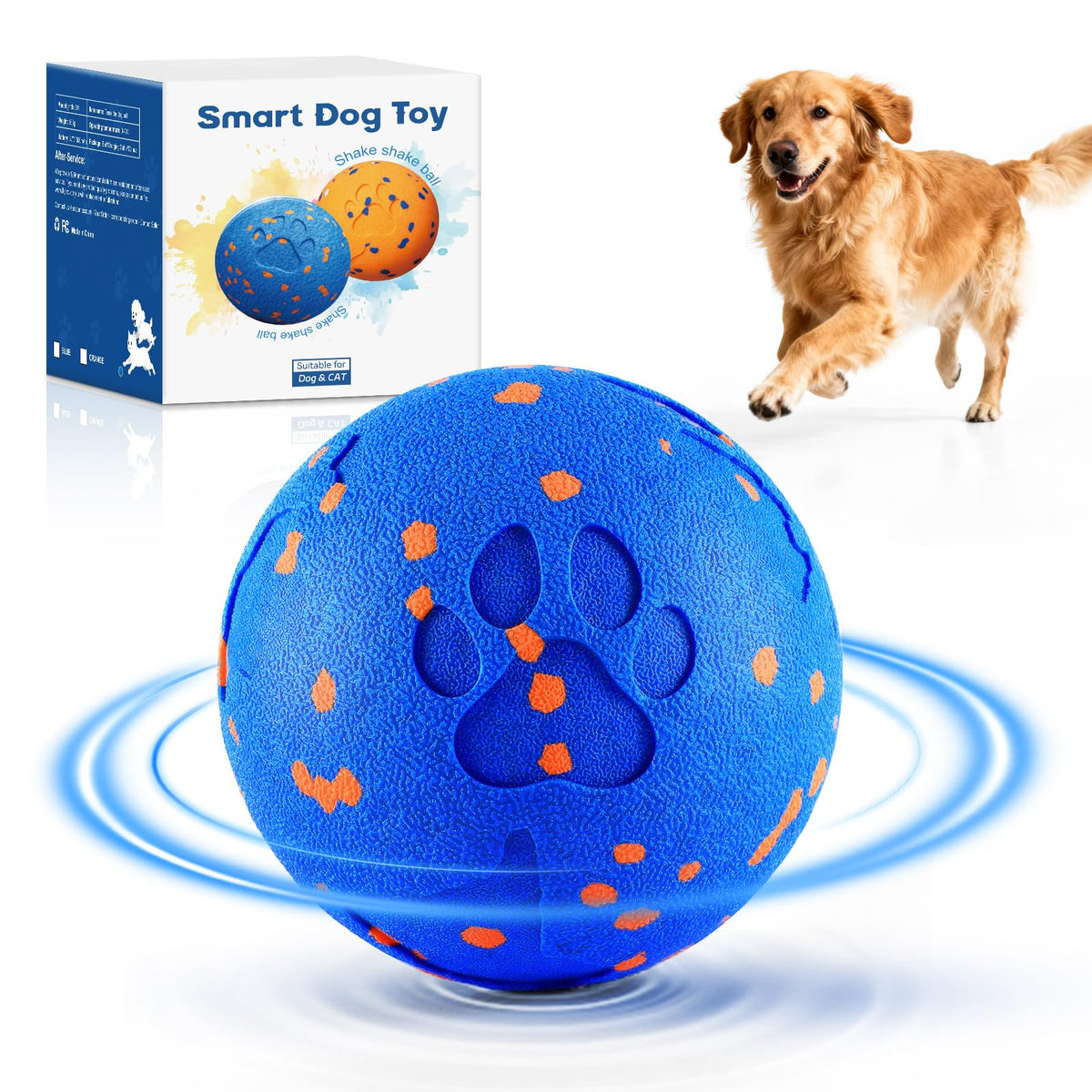 La bola interactiva JGLXF vista frontal promueve juego activo para perros medianos.