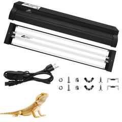 La lámpara JHGKEGKE T5-UVB 10 ilumina el área de calentamiento para conductas naturales.