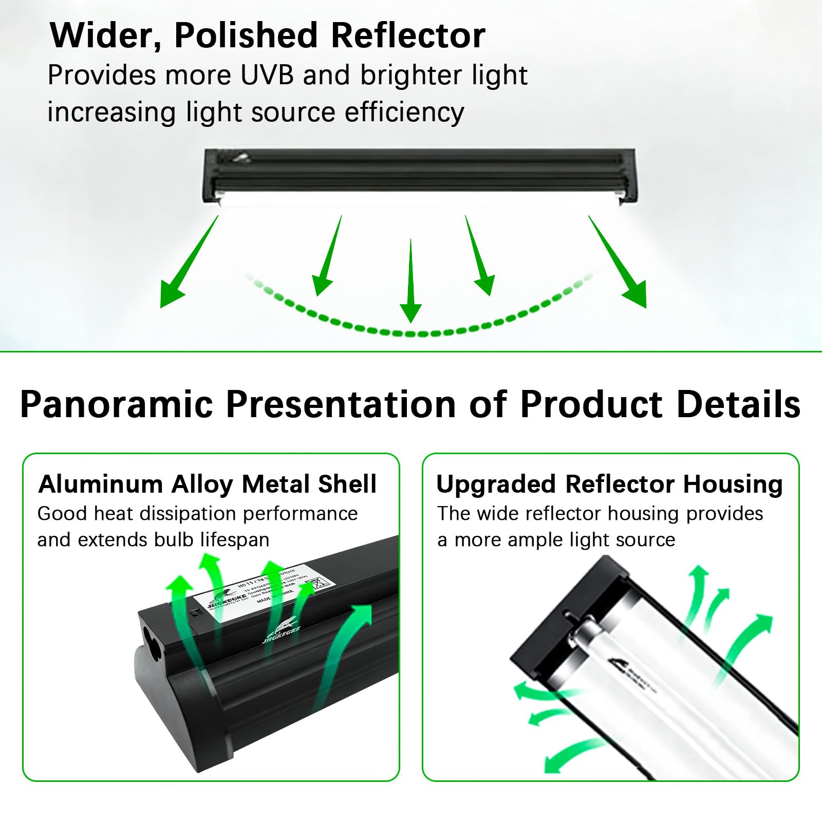 Cuerpo de aluminio duradero con buena disipación de calor.