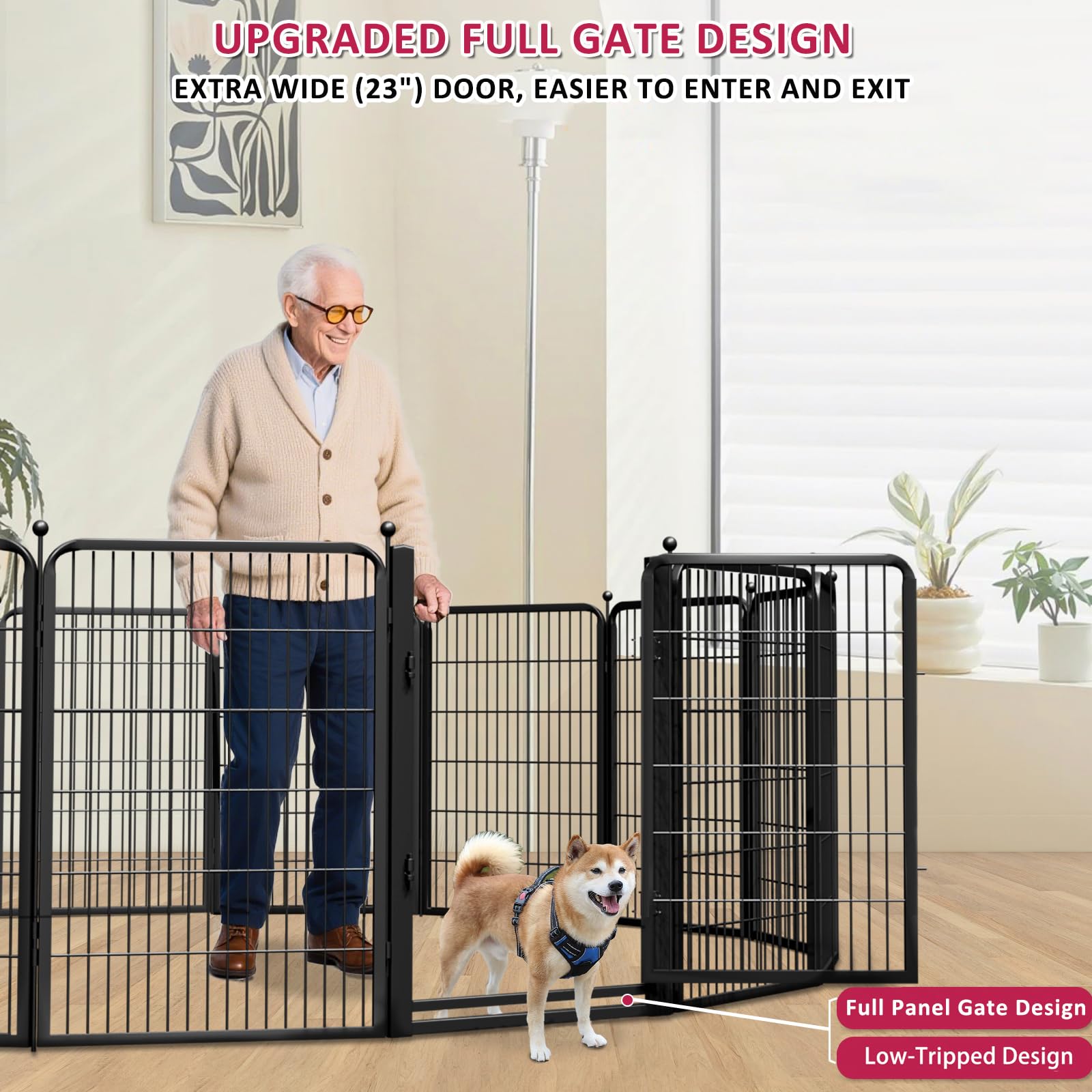 Jhsomdr cerca perros 8-paneles resistente, estructura estable.