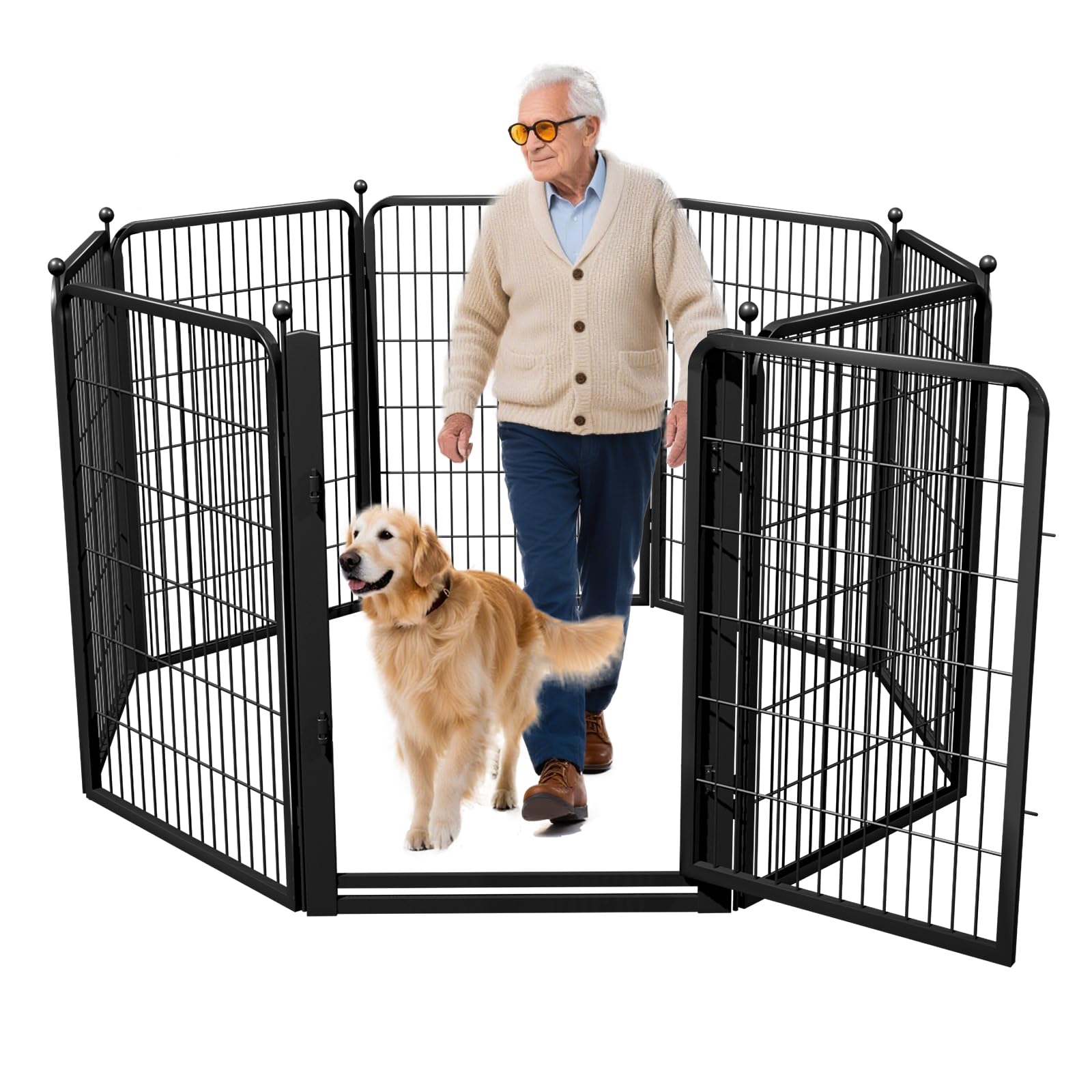 Jhsomdr corral perros 40 pulgadas, puerta ancha para entrada fácil.