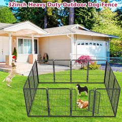 Jhsomdr jaula para perros 32 pulgadas, vista lateral, uso exterior estable.