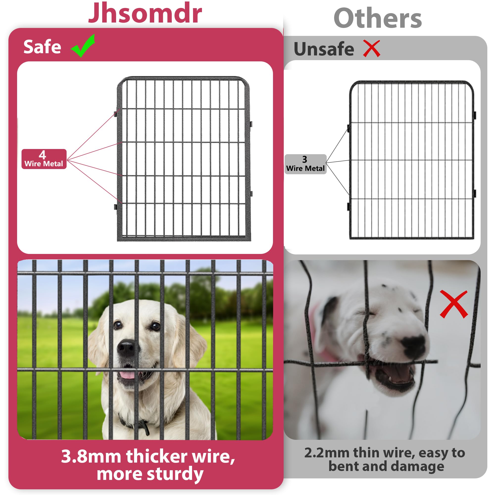 Jhsomdr jaula 32 pulgadas, puerta con candado para mayor seguridad diaria.