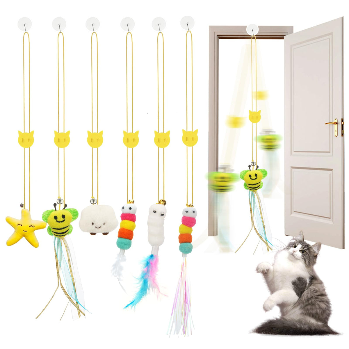 jiaron juguete gato pluma-interactivo colgante facilita ejercicio diario