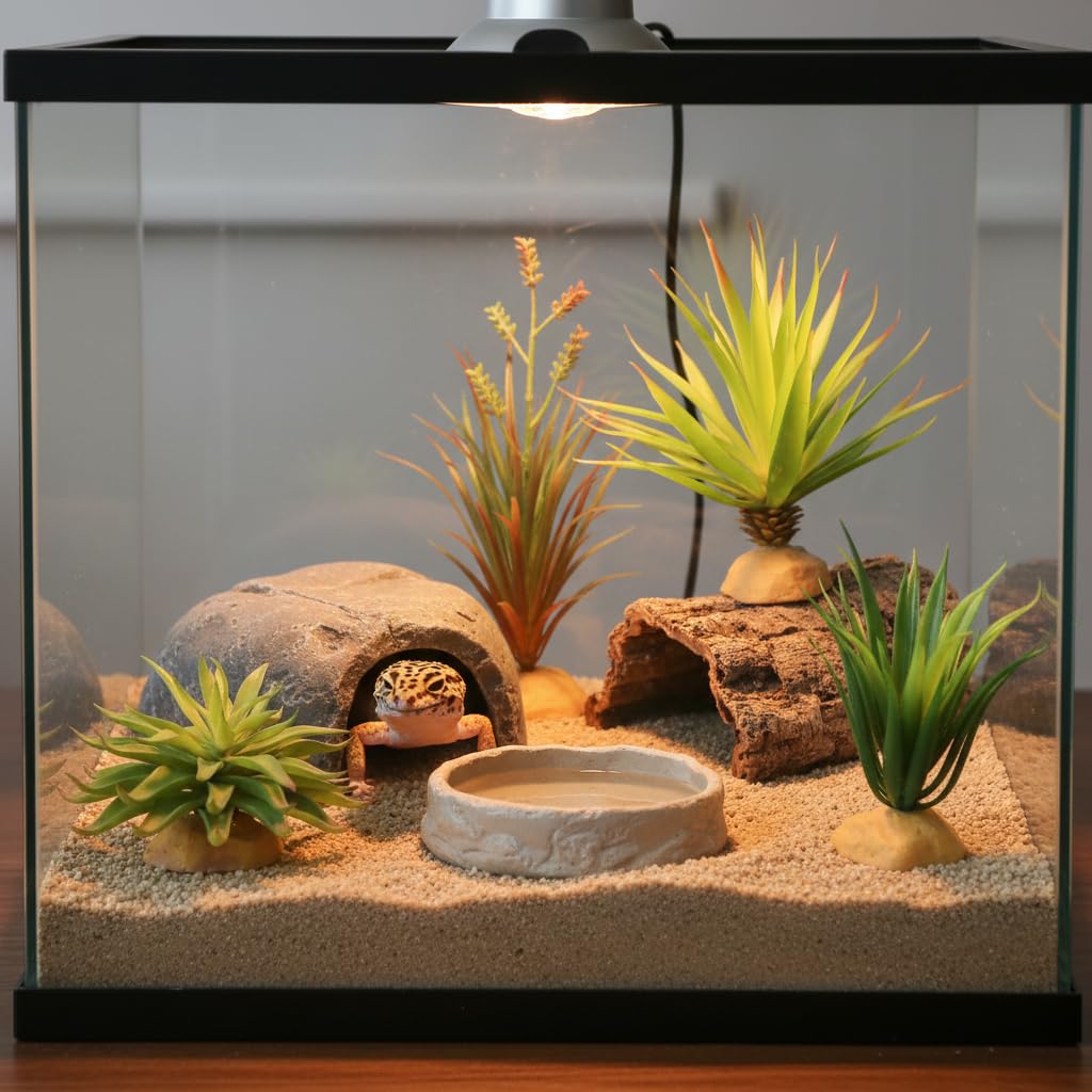 jihaqua decoración para reptiles en terrario facilita integración visual y mantenimiento mínimo.
