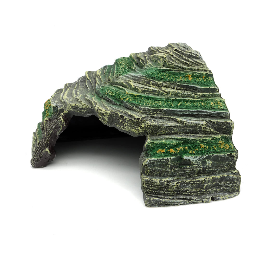 JIHAQUA Escondite terrario con piedra natural, refugio estable para reptiles.