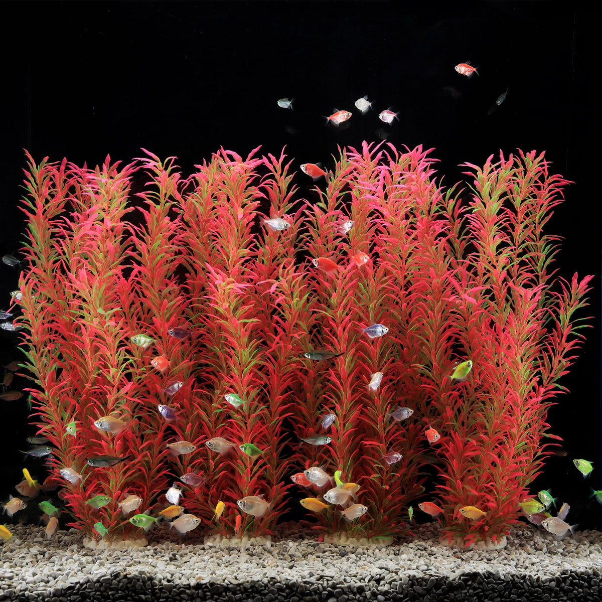 JIHAQUA plantas de acuario rosas, 21 pulgadas, decorativas y duraderas para tu acuario.