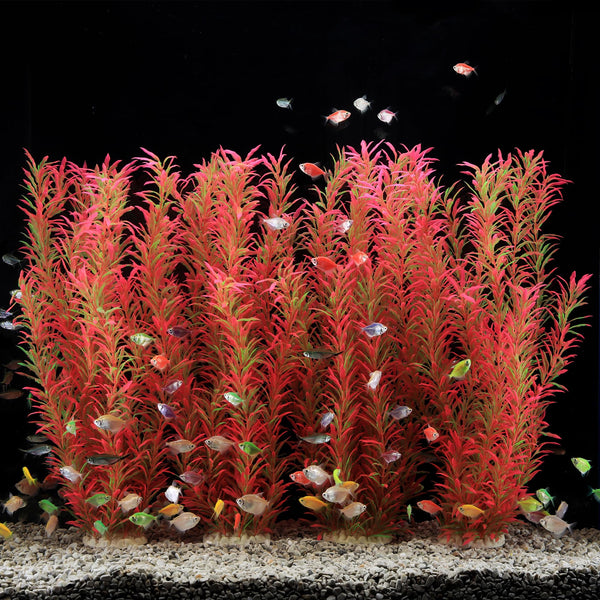 JIHAQUA plantas de acuario rosas, 21 pulgadas, decorativas y duraderas para tu acuario.