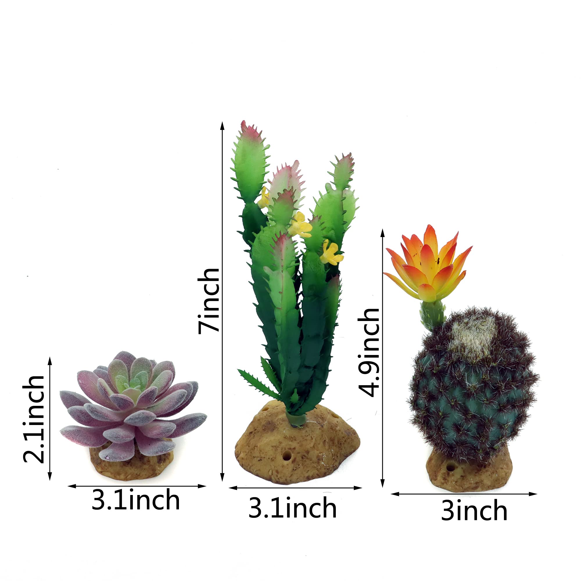 JIHAQUA suculentas artificiales para terrario, colores realistas que enriquecen el hábitat de reptiles.