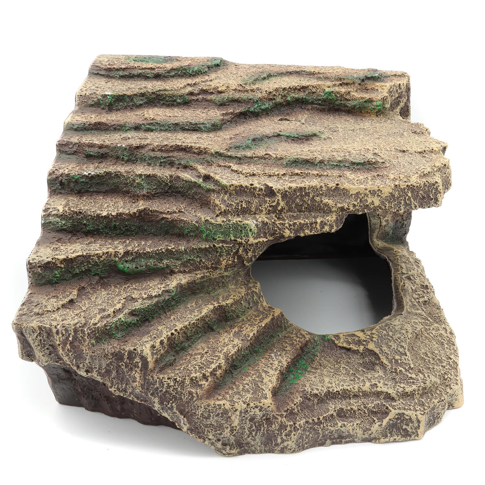 JIHAQUA cueva-resina-extralargo funciona en terrarios grandes para reptiles.