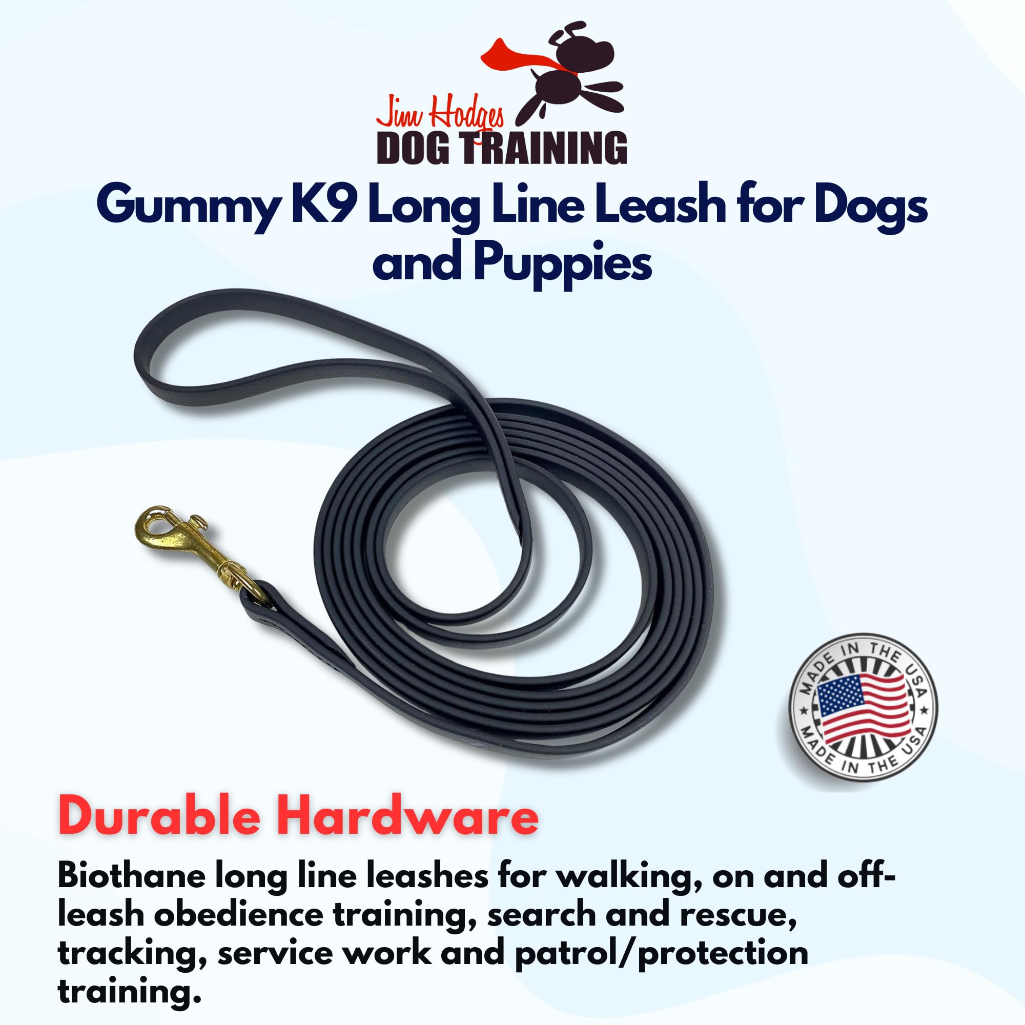 Longitud de 32-5 pies azul Gummy K9 Biothane para trabajo de campo.