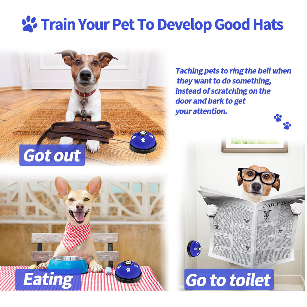 Timbres JIMEJV de tres piezas para mascotas, juego interactivo para aprendizaje.